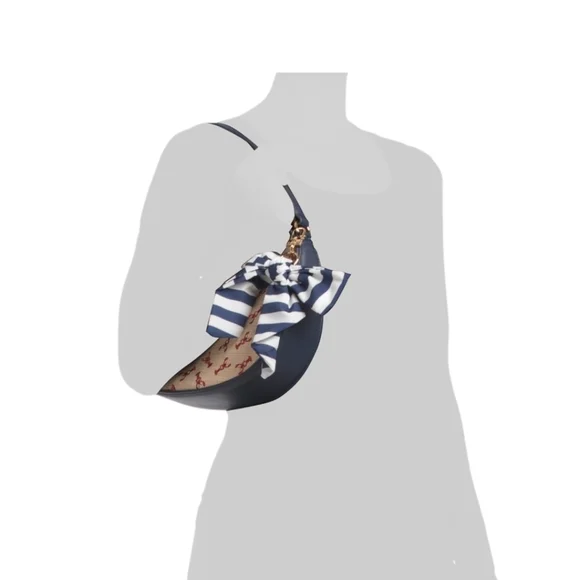 💛🔹️Betsey Johnson 🔹️woven  Lobster Print Shoulder Bag With Striped Bag Charm - Picture 2 of 4